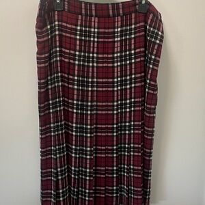 Michael Kors Red and Black Plaid Pencil Skirt